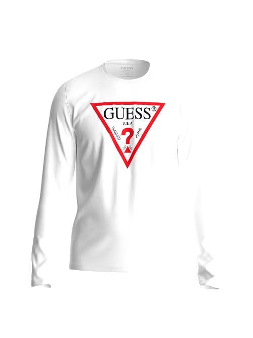 GUESS Slim Fit Long Sleeve Triangle Logo T-Shirt