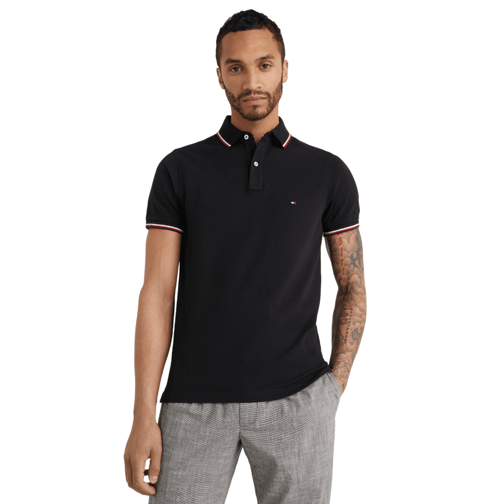 Tommy Hilfiger Core Tommy Tipped Slim Polo Black