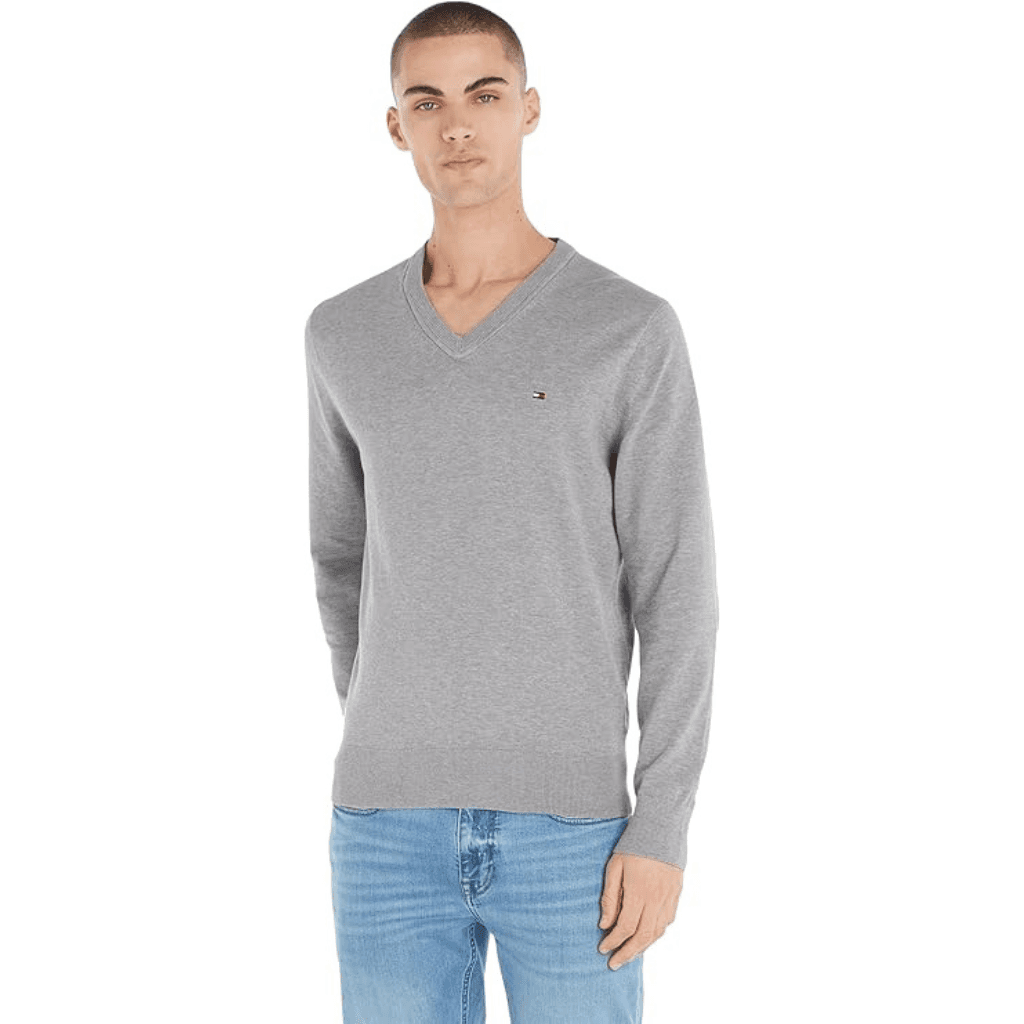 Tommy Hilfiger 1985 V Neck Sweater Grey Heather